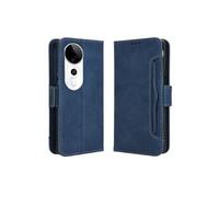 Coque Protective FOXDOCK VIVO V40 5G avec Porte-Cartes Etui en PU Cuir Flip Stand avec Support Intégré Compatible VIVO V40 5G-Bleu