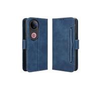 Coque Protective FOXDOCK vivo V50 5G avec Porte-Cartes Etui en PU Cuir Flip Stand avec Support Intégré Compatible vivo V50 5G-Bleu