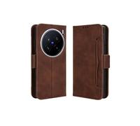 Coque Protective FOXDOCK VIVO X200 Pro 5G avec Porte-Cartes Etui en PU Cuir Flip Stand avec Support Intégré Compatible VIVO X200 Pro 5G-Marron
