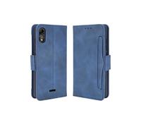 Coque Protective FOXDOCK Wiko Y51 avec Porte-Cartes Etui en PU Cuir Flip Stand avec Support Intégré Compatible Wiko Y51-Bleu