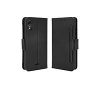 Coque Protective FOXDOCK Wiko Y51 avec Porte-Cartes Etui en PU Cuir Flip Stand avec Support Intégré Compatible Wiko Y51-Noir