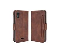 Coque Protective FOXDOCK Wiko Y51 avec Porte-Cartes Etui en PU Cuir Flip Stand avec Support Intégré Compatible Wiko Y51-Marron