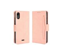Coque Protective FOXDOCK Wiko Y51 avec Porte-Cartes Etui en PU Cuir Flip Stand avec Support Intégré Compatible Wiko Y51-Rose