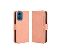Coque Protective Motorola Moto G04/G04S avec Porte-Cartes Etui en PU Cuir Flip Stand avec Support Intégré Compatible Motorola Moto G04/G04S-Rose