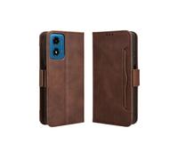 Coque Protective Motorola Moto G04/G04S avec Porte-Cartes Etui en PU Cuir Flip Stand avec Support Intégré Compatible Motorola Moto G04/G04S-Marron