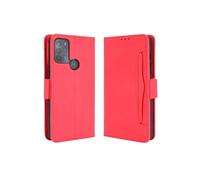 Coque Protective Motorola Moto G50 avec Porte-Cartes Etui en PU Cuir Flip Stand avec Support Intégré Compatible Motorola Moto G50-Rouge