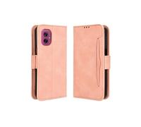 Coque Protective Motorola Moto G55 5G avec Porte-Cartes Etui en PU Cuir Flip Stand avec Support Intégré Compatible Motorola Moto G55 5G-Rose