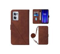 Coque Protective OnePlus Nord CE 2 5G Protection complète Soft PU Le cuir flip portefeuille Case de téléphone avec une sangle longue compatible avec