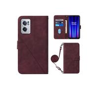 Coque Protective OnePlus Nord CE 2 5G Protection complète Soft PU Le cuir flip portefeuille Case de téléphone avec une sangle longue compatible avec