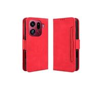 Coque Protective OPPO Find X9 Pro avec Porte-Cartes Etui en PU Cuir Flip Stand avec Support Intégré Compatible OPPO Find X9 Pro-Rouge