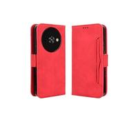 Coque Protective Oukitel C59/C59 Pro avec Porte-Cartes Etui en PU Cuir Flip Stand avec Support Intégré Compatible Oukitel C59/C59 Pro-Rouge