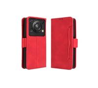 Coque Protective Oukitel C60/C60 Pro avec Porte-Cartes Etui en PU Cuir Flip Stand avec Support Intégré Compatible Oukitel C60/C60 Pro-Rouge