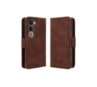 Coque Protective VIVO Y21D avec Porte-Cartes Etui en PU Cuir Flip Stand avec Support Intégré Compatible VIVO Y21D-Marron