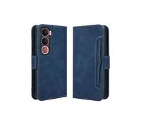 Coque Protective VIVO Y21D avec Porte-Cartes Etui en PU Cuir Flip Stand avec Support Intégré Compatible VIVO Y21D-Bleu