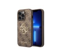 Guess Coque GUHCP15L4GMGBR pour iPhone 15 Pro 6,1" Marron Rigide Logo Métal 4G