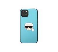 Karl Lagerfeld KLHCP13SPKMB Étui de Protection en Cuir pour iPhone 13 Mini 5,4" Motif Ikonik Karl's Head Metal Bleu