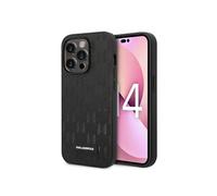 Karl Lagerfeld Coque Saffiano Monogramme pour iPhone 14 Pro Max – Plaque logo métallique, antichoc