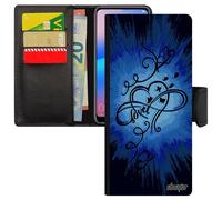 Coque Rabat Samsung Galaxy S24 Ultra Simili Cuir Infini Love Flip Case Bleu Coeur Etui Case Telephone Eternel Fille Dessin Papillon