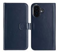 Coque rabattable en cuir véritable Selencia Apple iPhone 16 - Bleu