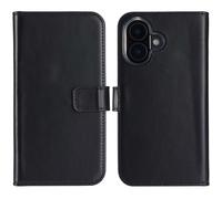 Coque rabattable en cuir véritable Selencia Apple iPhone 16 Plus - Noir