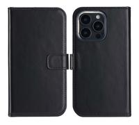 Coque rabattable en cuir véritable Selencia Apple iPhone 16 Pro Max - Noir