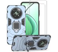 Coque Realme 12 5g Hybride Double Couche + 2 Verres Trempés 9h ¿ Armure Antichoc Renforcée Avec Béquille Magnétique ¿ Bleu
