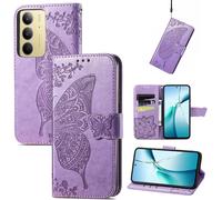 Coque Realme C75 4g - Housse Portefeuille Cuir Pu Motif Papillon 3d Antichoc Avec Porte-Cartes X3, Béquille Et Fermeture Magnétique - Pourpre