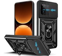 Coque Realme Gt 7 Pro 5g (6,78"") Pc+Tpu ¿ Cache Coulissant Pour Caméra, Bague Rotative 360° Avec Plaque Magnétique, Anti-Chocs Et Anti-Rayures ¿ Noir