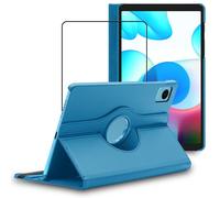 Housse pour Realme Pad mini 8.7 (2022) Support Rotatif 360 PU Cuir, Bleu + Film VERRE Trempé