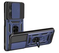 Coque Redmi 15C Antichoc avec Cache Caméra Coulissant Bague Métallique Support Bleu nuit