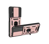 Coque Redmi 15C Antichoc avec Cache Caméra Coulissant Bague Métallique Support Rose champagne