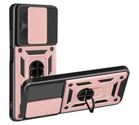 Coque Redmi 15C, Cache Caméra Coulissant Bague Métallique Rose