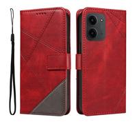 Coque REDMI 15C, Rabat Portefeuille de Protection Cuir PU Etui, Magnétique Housse, Rouge multicolore HOUSSE