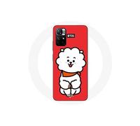 Coque Redmi Note 11 5G BTS Bangtan Garçons BT21 RJ de Jin Fond Rouge