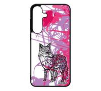 Coque Renard S25+ Plus Silicone Animal Tpu Personnalis¿ Goupil Garcon Azteque Feuilles Dessin Fleur Fut¿ Nature Rose Pour Samsung Galaxy
