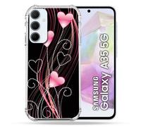 Coque Renforcé Pour Samsung Galaxy A35 5g Amour Coeur Rose Montant Sur Noir
