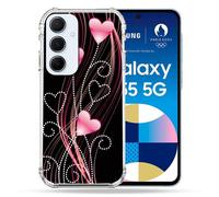 Coque Renforcé Pour Samsung Galaxy A55 5g Amour Coeur Rose Montant Sur Noir