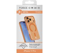 Force Case Coque renforcée MagSafe iPhone 17 Pro METAL 2m contour métal orange Garantie à vie