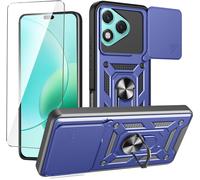 Coque Renforcée Honor 400 Lite 5g (6,7"") + Verre Trempé ¿ Double Couche Pc+Tpu Antichoc, Bumper Et Support Rotatif 360°, Bleu