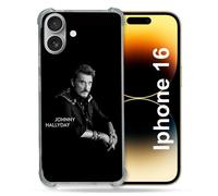 Coque Renforcée Pour Apple Iphone 16 Plus Musique Johnny Hallyday Noir