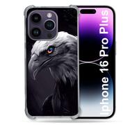 Coque Renforcée Pour Apple Iphone 16 Pro Plus Animal Aigle Royal Noir