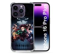 Coque Renforcée Pour Apple Iphone 16 Pro Plus Manga Demon Slayer Noir