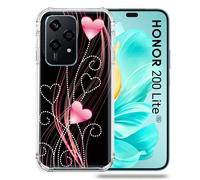 Coque Renforcée Pour Honor 200 Lite 5g Amour Coeur Rose Montant Sur Noir