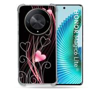 Coque Renforcée Pour Honor Magic 6 Lite 5g Amour Coeur Rose Montant Sur Noir