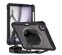 Coque Renforcée pour iPad Air 13' 2025 avec Bandoulière et Support Vidéo Noir
