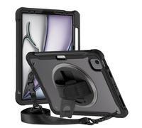 Coque Renforcée pour iPad Air 13" 2025 avec Bandoulière et Support Vidéo Noir
