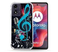 Coque Renforcée Pour Motorola G04 4g Musique Cle Sol Bleu