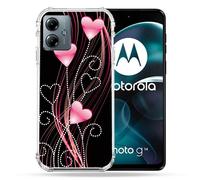 Coque Renforcée Pour Motorola G14 4g Amour Coeur Rose Montant Sur Noir