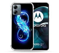 Coque Renforcée Pour Motorola G14 4g Texture Plume Infini Bleu