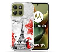Coque Renforcée Pour Motorola G15 Voyage France Paris Rouge